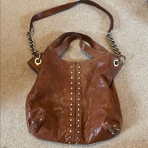 Michael Kors Elegant Brown Studded Shoulder Bag